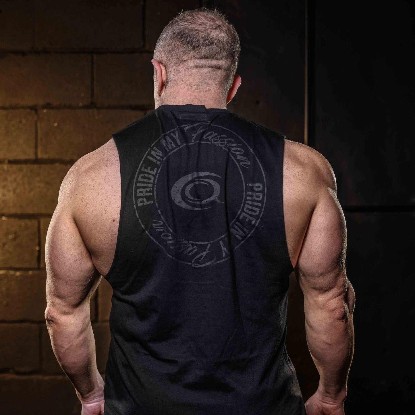 Pride in My Passion Emblem Drop Sleeve Vest - Black on Black